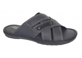 Papuci barbati din piele naturala de culoare Gri inchis - GKR74GRI